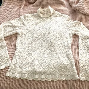 Coldwater Creek lace mock turtleneck-small